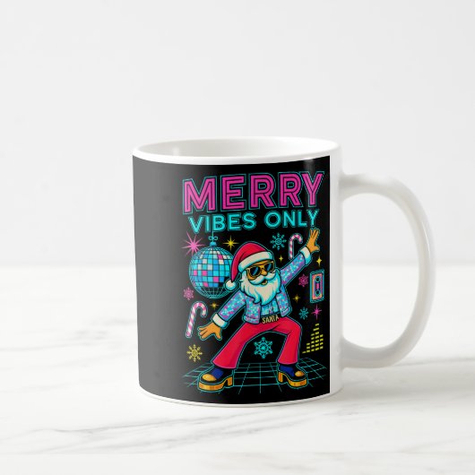 Merry Vibes Only Santa Christmas Disco Retro 70s 8 Koffiemok (Rechts)