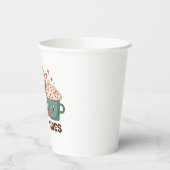 Merry Vibes Retro Holiday Coffee Latte Paper Papieren Bekers (Links)