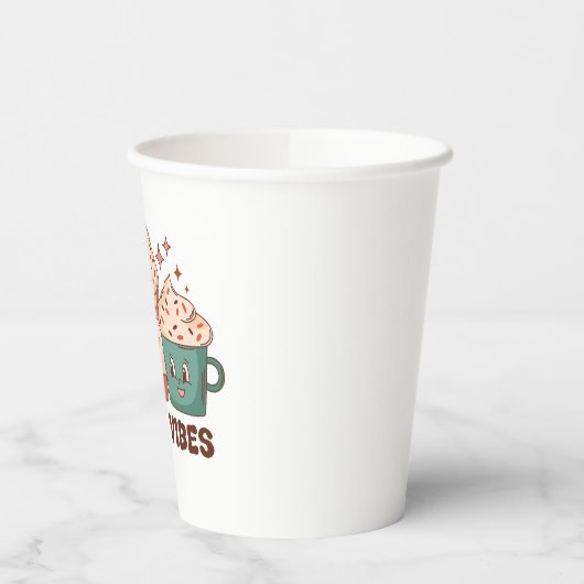 Merry Vibes Retro Holiday Coffee Latte Paper Papieren Bekers (Links)