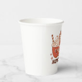 Merry Vibes Retro Holiday Coffee Latte Paper Papieren Bekers (Rechts)