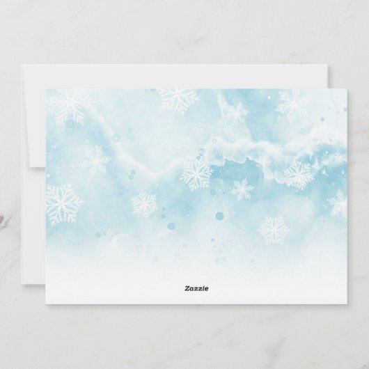 Merry Vibes Snowy Blue Schattige Roze Gnome Kerst Feestdagenkaart (Achterkant)