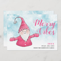 Merry Vibes Snowy Blue Schattige Roze Gnome Kerst