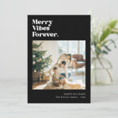 Merry Vibes voor altijd Moderne Familie Kerstfoto Feestdagenkaart (Staand voorkant)