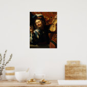 'Merry Violinist with Wine Glass' Poster (Keuken)
