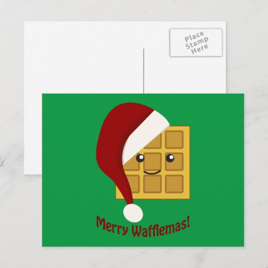 Merry Wafflemas Christmas Waffle Feestdagenkaart (Voorkant / Achterkant)