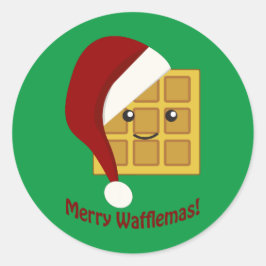 Merry Wafflemas kerstwaffle Ronde Sticker