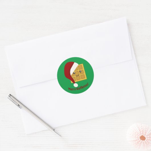 Merry Wafflemas kerstwaffle Ronde Sticker (Envelop)