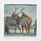 Merry Waterverf Bull Elk Servet (Voorkant)