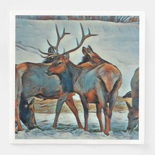 Merry Waterverf Bull Elk Servet