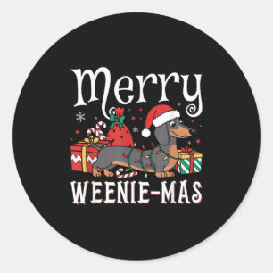 Merry Weenie-mas Weenie Xmas Christmas Teckel Ronde Sticker