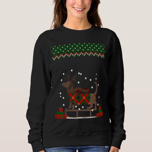 Merry Weiner Kerstmis Funny Dachshund Dog Christm Trui (Voorkant)