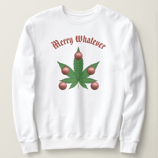 Merry What Funny Weed Leaf kerstboom Trui (Design voorkant)
