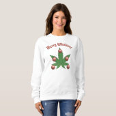 Merry What Funny Weed Leaf kerstboom Trui (Voorkant volledig)