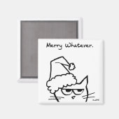Merry What - Grumpy Kerstmis van de kat Magneet (Voorkant / Achterkant)