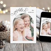 Merry Whimsical Script Simple Arch Photo Christmas Feestdagenkaart
