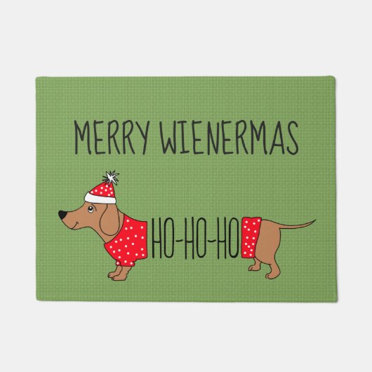 Merry Wienermas Dachshund, 18 x 24-inch deurmat (Voorkant)