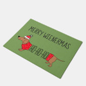 Merry Wienermas Dachshund, 18 x 24-inch deurmat (Schuin)