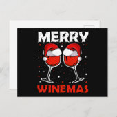 Merry Winemas Red Wine Ugly Kerstwijn Lover Aankondigingskaart (Voorkant / Achterkant)