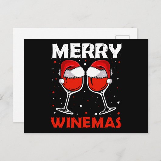 Merry Winemas Red Wine Ugly Kerstwijn Lover Aankondigingskaart (Voorkant / Achterkant)