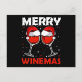 Merry Winemas Red Wine Ugly Kerstwijn Lover Aankondigingskaart (Voorkant)