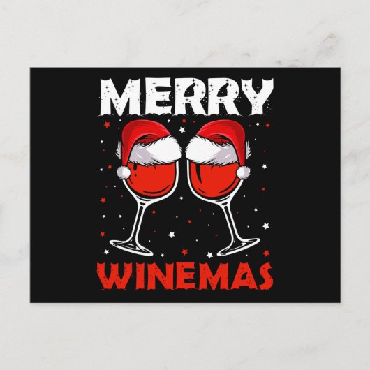Merry Winemas Red Wine Ugly Kerstwijn Lover Aankondigingskaart (Voorkant)