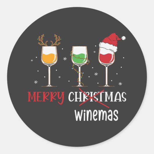 Merry Winemas Ronde Sticker (Voorkant)