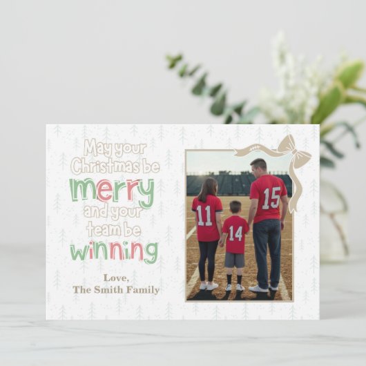 Merry & Winning Football Christmas Photo Card (Staand voorkant)