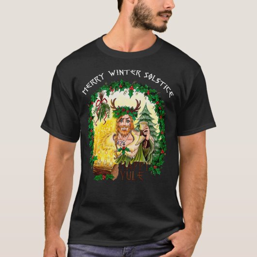Merry Winter Solstice en Happy Yule  T-shirt (Voorkant)