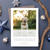 Merry Wishes Dog Kisses Elegante Kerstfoto Feestdagenkaart