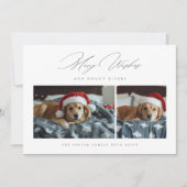 Merry Wishes Doggy Kisses 2 Foto Huisdier Kerstmis Feestdagenkaart (Voorkant)