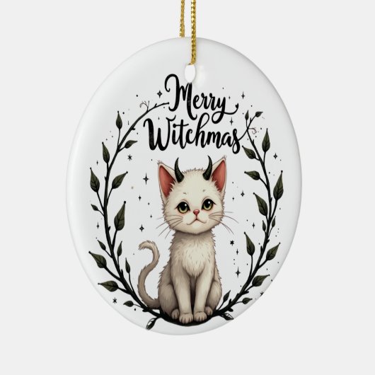 Merry Witchmas - Adorable Cat with Horns Ornament (Rechts)