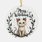 Merry Witchmas - Adorable Cat with Horns Ornament (Voorkant)
