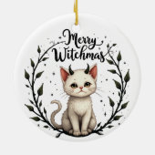 Merry Witchmas - Adorable Cat with Horns Ornament (Achterkant)