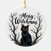 Merry Witchmas Black Cat Ornament (Achterkant)