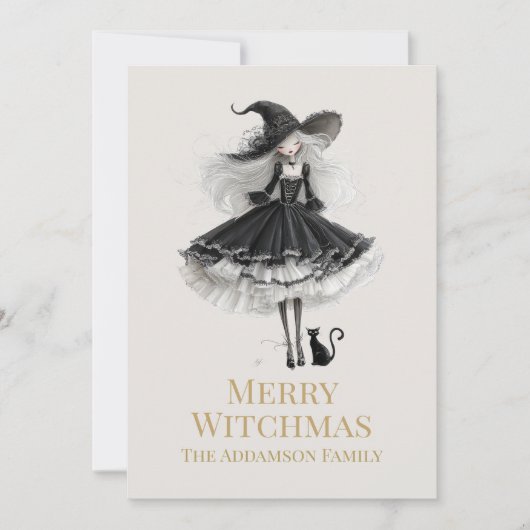 Merry Witchmas Dark Gothic Witch Holiday Card Feestdagenkaart (Voorkant)