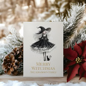 Merry Witchmas Dark Gothic Witch Holiday Card Feestdagenkaart