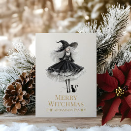 Merry Witchmas Dark Gothic Witch Holiday Card Feestdagenkaart