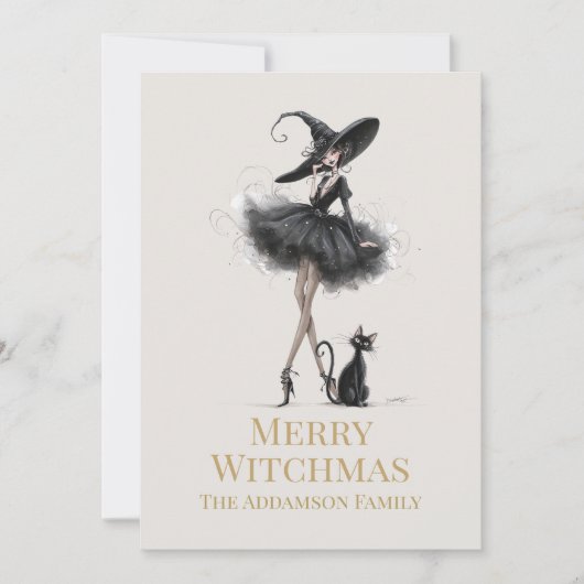 Merry Witchmas Gothic Witch Custom Greeting Card Feestdagenkaart (Voorkant)