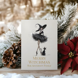 Merry Witchmas Gothic Witch Custom Greeting Card Feestdagenkaart