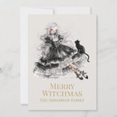 Merry Witchmas Gothic Witch Custom Holiday Card Feestdagenkaart (Voorkant)