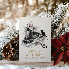 Merry Witchmas Gothic Witch Custom Holiday Card Feestdagenkaart