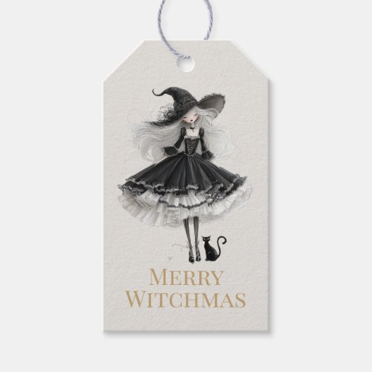 Merry Witchmas – Gothic Witch Gift Tag Cadeaulabel (Voorkant)