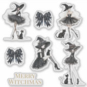 Merry Witchmas Gothic Witch Sticker Pack (Voorkant)