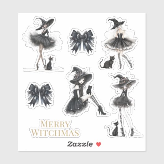 Merry Witchmas Gothic Witch Sticker Pack (Vel)