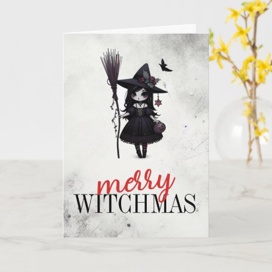 Merry Witchmas Kaart (Gele Bloem)