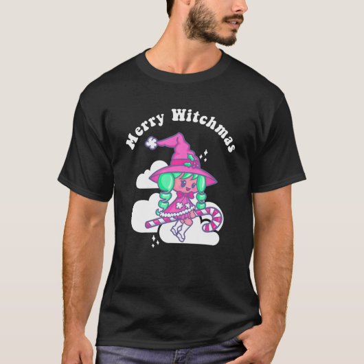 Merry Witchmas Pagan Kerstwinter Solstice Wit T-shirt (Voorkant)