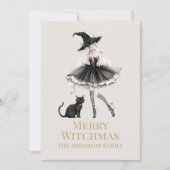 Merry Witchmas Playful Witch Custom Holiday Card Feestdagenkaart (Voorkant)