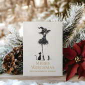 Merry Witchmas Standing Witch Custom Holiday Card Feestdagenkaart