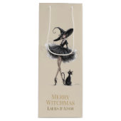 Merry Witchmas Wine Gift Box – Gothic Witch & Cat Wijn Cadeautas (Voorkant)