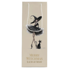 Merry Witchmas Wine Gift Box – Gothic Witch & Cat  Wijn Cadeautas